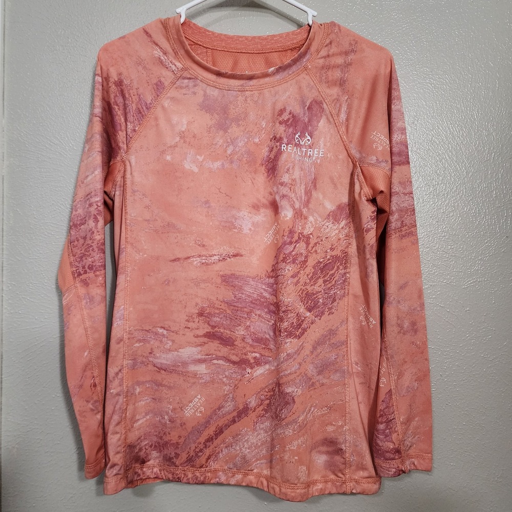 Realtree S Ladies Orange Reversible Long Sleeve Performance Fishing Wicking